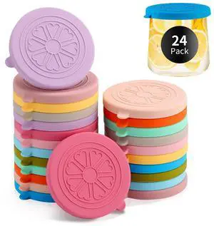 Colorful Silicone Lids For 5 Oz Glass Yogurt Jars | 24 Pack Covers Fit Oui Bottles | Leakproof, Reusable, Food-Grade Colorful Silicone Lids For 5 Oz Glass Yogurt Jars | 24 Pack Covers Fit Oui Bottles | Leakproof, Reusable, Food-Grade