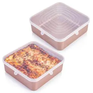 2 Pcs 9x9 Inch Silicone Bakeware Lids, Reusable Safe Storage Lids Square Replacement Cover Stretchable for Baking Dishes, Casserole Dishes, Cake Pan, Freezer, Microwave Safe Food Cover 2 Pcs 9x9 Inch Silicone Bakeware Lids, Reusable Safe Storage Lids Square Replacement Cover Stretchable for Baking Dishes, Casserole Dishes, Cake Pan, Freezer, Microwave Safe Food Cover