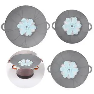 3 Pcs Silicone Spill Stopper Lids, 3 Sizes Splatter Covers, Reusable Lids with Flower Vent, Universal Pot Covers, Boil-Over Protectors, Safe for Microwave, Oven, Stovetop, Dishwasher 3 Pcs Silicone Spill Stopper Lids, 3 Sizes Splatter Covers, Reusable Lids with Flower Vent, Universal Pot Covers, Boil-Over Protectors, Safe for Microwave, Oven, Stovetop, Dishwasher