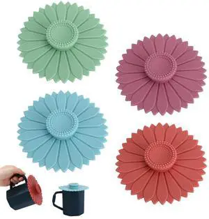4 Pcs Sunflower Silicone Stretch Lids Multicolored for Mugs, Cups, Bowls, Glass Containers, Silicone Cup Covers Food Grade Dust-proof Alright Seal for Coffee and Tea 4 Pcs Sunflower Silicone Stretch Lids Multicolored for Mugs, Cups, Bowls, Glass Containers, Silicone Cup Covers Food Grade Dust-proof Alright Seal for Coffee and Tea