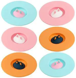 6 Pcs Cat Ear Silicone Cup Lids, Dustproof Covers for Mugs and Cups 6 Pcs Cat Ear Silicone Cup Lids, Dustproof Covers for Mugs and Cups