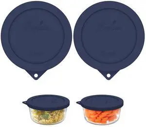 Cup Round Silicone Storage Cover Lids Replacement for Anchor Hocking and Pyrex 7200-PC Glass Bowls (Container not Included) | Navy Blue, 2 Pack | Cup Round Silicone Storage Cover Lids Replacement for Anchor Hocking and Pyrex 7200-PC Glass Bowls (Container not Included) | Navy Blue, 2 Pack |