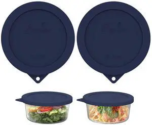 Cup Round Silicone Storage Cover Lids Replacement for Anchor Hocking and Pyrex 7201-PC Glass Bowls (Container not Included) (Navy Blue-2 Pack) Cup Round Silicone Storage Cover Lids Replacement for Anchor Hocking and Pyrex 7201-PC Glass Bowls (Container not Included) (Navy Blue-2 Pack)