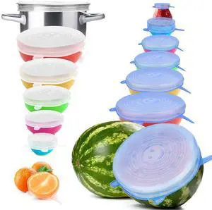 PCS Reusable Silicone Stretch and Seal Lids for Food Storage, Flexible Round Silicone Bowl Covers, 7 Different Sizes - Keep Food Fresh PCS Reusable Silicone Stretch and Seal Lids for Food Storage, Flexible Round Silicone Bowl Covers, 7 Different Sizes - Keep Food Fresh