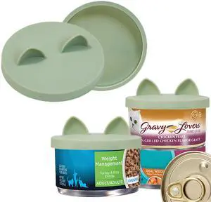 Pack Cat Food Can Lids, Small Size (3 oz) Silicone Pet Food Can Lids Covers for 3 oz Cat Food Cans, Light Green Pack Cat Food Can Lids, Small Size (3 oz) Silicone Pet Food Can Lids Covers for 3 oz Cat Food Cans, Light Green
