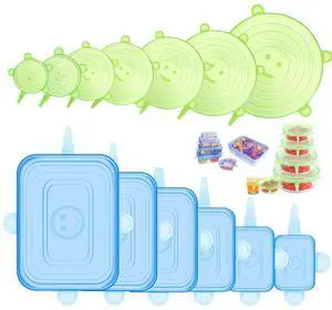 Silicone Stretch Lids for Food Storage in Fridge, 12 Pack Silicone Lids, Reusable Food Grade Silicone Bowl Covers for Cups, Bowls and Dish, 6 Sizes Round and Rectangle Shape Silicone Stretch Lids for Food Storage in Fridge, 12 Pack Silicone Lids, Reusable Food Grade Silicone Bowl Covers for Cups, Bowls and Dish, 6 Sizes Round and Rectangle Shape