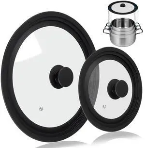 Universal Lid for Pots Pans and Skillets, 2 Pack Pan Cover fit 7", 8" 9" & 10", 11", 12" Diameter Cookware, Silicone Replacement Pan Lid Pot Lids for Frying Pans, Cast Iron,Tempered Glass Lid Universal Lid for Pots Pans and Skillets, 2 Pack Pan Cover fit 7", 8" 9" & 10", 11", 12" Diameter Cookware, Silicone Replacement Pan Lid Pot Lids for Frying Pans, Cast Iron,Tempered Glass Lid