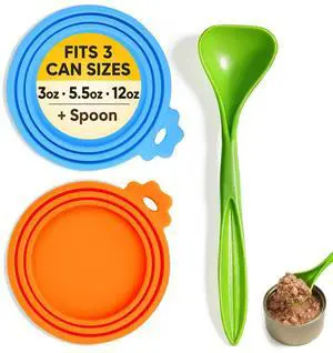 Pet Food Can Covers 2-Pack, Thick Silicone Universal Can Lids for Dog & Cat Food, Fits 3oz/5.5oz/12oz, Airtight Seal, Durable & Dishwasher Safe, Easy Grip with Spoon (Blue & Orange) Pet Food Can Covers 2-Pack, Thick Silicone Universal Can Lids for Dog & Cat Food, Fits 3oz/5.5oz/12oz, Airtight Seal, Durable & Dishwasher Safe, Easy Grip with Spoon (Blue & Orange)