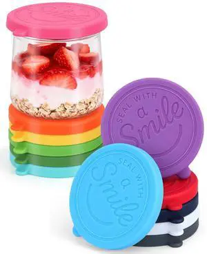Oui Yogurt Jar Lids Silicone, 12 Pack Leak Proof and Reusable Oui Lids for 5oz Yogurt Glass Jars, Food-Grade and Colorful Silicone Oui Yogurt Jar Covers Oui Yogurt Jar Lids Silicone, 12 Pack Leak Proof and Reusable Oui Lids for 5oz Yogurt Glass Jars, Food-Grade and Colorful Silicone Oui Yogurt Jar Covers