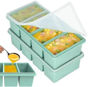 Silicone Freezer Trays with Lids, 1-Cup Soup Container Style Ice Cube Trays for Freezer - Leakproof, Dishwasher,Oven Safe, Stackable, Ideal for Frozen Broth, Leftovers & Meal Prep, BPA Free 2 Pack Silicone Freezer Trays with Lids, 1-Cup Soup Container Style Ice Cube Trays for Freezer - Leakproof, Dishwasher,Oven Safe, Stackable, Ideal for Frozen Broth, Leftovers & Meal Prep, BPA Free 2 Pack