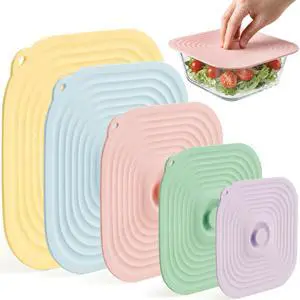 Microwave Splatter Cover for Food, 5 Pack Silicone Reusable Lids, Airtight Suction Covers for Bowls Cups Pots Pans Skillets, Heat Resistant BPA-Free, Microwave Oven Fridge Dishwasher Safe Microwave Splatter Cover for Food, 5 Pack Silicone Reusable Lids, Airtight Suction Covers for Bowls Cups Pots Pans Skillets, Heat Resistant BPA-Free, Microwave Oven Fridge Dishwasher Safe