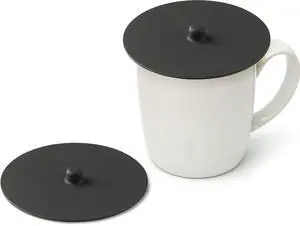 Pack Silicone Cup Cover Lids, 4.3 Inch Mug Covers, Reusable Silicone Coffee and Tea Cup Lids - Black Pack Silicone Cup Cover Lids, 4.3 Inch Mug Covers, Reusable Silicone Coffee and Tea Cup Lids - Black