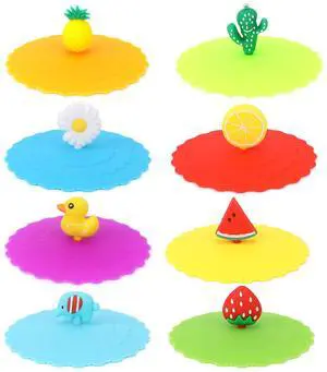 8 Pcs Silicone Cup Lids Mug Cover Colorful Anti-dust Coffee Cup Mug Covers Cute Silicone Mug Lid Cover for Cups Mugs Outdoors and Indoors(Style 1 8 Pcs Silicone Cup Lids Mug Cover Colorful Anti-dust Coffee Cup Mug Covers Cute Silicone Mug Lid Cover for Cups Mugs Outdoors and Indoors(Style 1