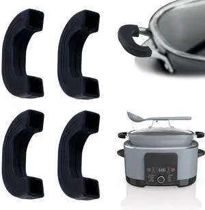 Pairs of Silicone Pot Handle Cover, Black Non Slip Heat Resistant Handle Covers Slow Cooker Reusable Silicone Handle Cover Pairs of Silicone Pot Handle Cover, Black Non Slip Heat Resistant Handle Covers Slow Cooker Reusable Silicone Handle Cover