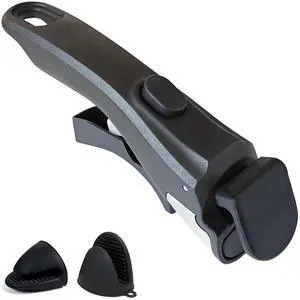 Removable Handle, Detachable Pot Handles with 2 PCS Silicone Oven Mitts Heat Resistant, Universal Pan Handle, Replacement Handles for Pots and Pans, Fits All Cookware-Black Removable Handle, Detachable Pot Handles with 2 PCS Silicone Oven Mitts Heat Resistant, Universal Pan Handle, Replacement Handles for Pots and Pans, Fits All Cookware-Black