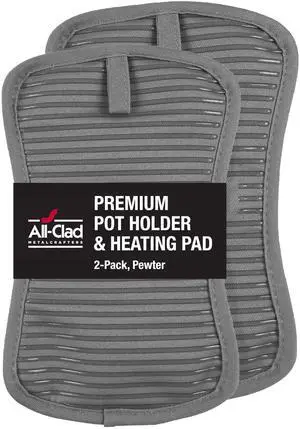 Premium Pot Holder & Heating Pad, (2-Pack) Heat Resistant to 500 Degrees, 100% Cotton 10"x6.25" for Kitchen and Barbeque, Pewter Premium Pot Holder & Heating Pad, (2-Pack) Heat Resistant to 500 Degrees, 100% Cotton 10"x6.25" for Kitchen and Barbeque, Pewter