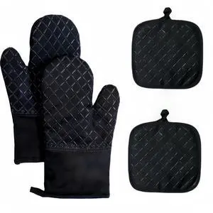 Oven Mitts and Pan Racks 4-Piece Set, Extended Kitchen Oven Mitts and Pan Racks, Heat Resistant 500 °F, Silicone Non-Slip Surface for Baking and Cooking (Black) Oven Mitts and Pan Racks 4-Piece Set, Extended Kitchen Oven Mitts and Pan Racks, Heat Resistant 500 °F, Silicone Non-Slip Surface for Baking and Cooking (Black)