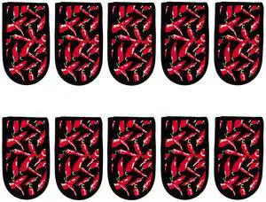 Cast Iron Skillet Pan Pot Holder Covers Mitts Black Non-Slip Washable Sleeves for BBQ Baking Kitchen Cotton Commercial Grade (Chili, 10) Cast Iron Skillet Pan Pot Holder Covers Mitts Black Non-Slip Washable Sleeves for BBQ Baking Kitchen Cotton Commercial Grade (Chili, 10)