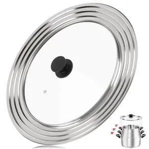 Pan Lid Fits 11, 12 & 13 Inch Cookware, Universal Lid for Pots, Pans and Skillets,Replacement Frying Pan Cover with Tempered Glass Top, Stainless Steel Cast Iron Skillet Lids - Heat Resistant Handle Pan Lid Fits 11, 12 & 13 Inch Cookware, Universal Lid for Pots, Pans and Skillets,Replacement Frying Pan Cover with Tempered Glass Top, Stainless Steel Cast Iron Skillet Lids - Heat Resistant Handle