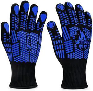 BBQ Gloves, Oven Gloves, 1472°F Extreme Heat Resistant Barbecue Gloves, Silicone Non-Slip Oven Mitts, Kitchen for Cooking, Grilling, and Baking BBQ Gloves, Oven Gloves, 1472°F Extreme Heat Resistant Barbecue Gloves, Silicone Non-Slip Oven Mitts, Kitchen for Cooking, Grilling, and Baking