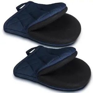 1 Pair Short Oven Mitts - Silicone Kitchen Oven Gloves High Heat Resistant 500, Mini Oven Mits with Non-Slip Grip Surfaces and Hanging Loop for BBQ, Baking, Cooking and Grilling (Dark Blue) 1 Pair Short Oven Mitts - Silicone Kitchen Oven Gloves High Heat Resistant 500, Mini Oven Mits with Non-Slip Grip Surfaces and Hanging Loop for BBQ, Baking, Cooking and Grilling (Dark Blue)