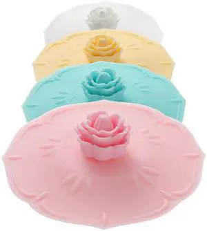 Rose Silicone Cup Covers (Set of 4), Multicolored Silicone Lids Rose Silicone Cup Covers (Set of 4), Multicolored Silicone Lids
