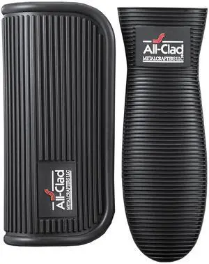 Silicone Grip Set: 100% Silicone Flexible & Heat Resistant Ribbed Grip Set - Perfect for Cast Iron, Steel, or Glass, (2-Piece), Black/Grey Silicone Grip Set: 100% Silicone Flexible & Heat Resistant Ribbed Grip Set - Perfect for Cast Iron, Steel, or Glass, (2-Piece), Black/Grey