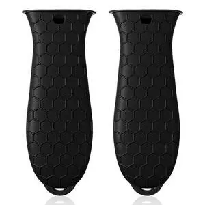 2Pcs Silicone Pot Holders Set Cast Iron Pan Handle Covers, Heat Resistant Pot Handle Sleeve Reusable Non-Slip Handles Protectors for Cast Iron Pots, Woks, Frying Pans, Griddles, Skillets, Oven(Black) 2Pcs Silicone Pot Holders Set Cast Iron Pan Handle Covers, Heat Resistant Pot Handle Sleeve Reusable Non-Slip Handles Protectors for Cast Iron Pots, Woks, Frying Pans, Griddles, Skillets, Oven(Black)