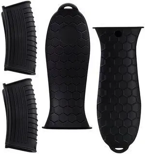4 Pack Cast Iron Handle Cover, Heat Resistant Silicone Pot Handle Covers Sleeve, Non-Slip Pot Holders for Cast Iron Skillets, Metal Pans & Cookware (Black) 4 Pack Cast Iron Handle Cover, Heat Resistant Silicone Pot Handle Covers Sleeve, Non-Slip Pot Holders for Cast Iron Skillets, Metal Pans & Cookware (Black)