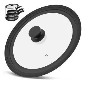 Universal Pan Lid, Silicone Glass Cover for 10, 11, 12 Inch Pots & Skillets Universal Pan Lid, Silicone Glass Cover for 10, 11, 12 Inch Pots & Skillets
