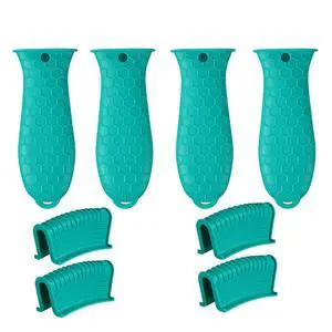 8 Pcs Non-Slip Silicone Hot Handle Holder & Assist Grips, Potholder for Cast Iron Skillets, Heat Resistant Handle Cover Sleeve for Frying Pans, Casserole, Cookware Handles, Lake Blue 8 Pcs Non-Slip Silicone Hot Handle Holder & Assist Grips, Potholder for Cast Iron Skillets, Heat Resistant Handle Cover Sleeve for Frying Pans, Casserole, Cookware Handles, Lake Blue