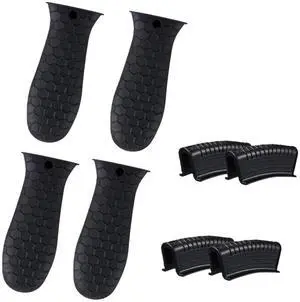 Pcs Silicone Pot Handle Covers Set, Heat Resistant Cast Iron Handle Sleeves - Non Slip Pan Handle Holder for Frying Pan, Pots, Kitchen Cookware (Black) Pcs Silicone Pot Handle Covers Set, Heat Resistant Cast Iron Handle Sleeves - Non Slip Pan Handle Holder for Frying Pan, Pots, Kitchen Cookware (Black)
