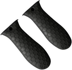 2-Pack Heavy-Duty Silicone Handle Covers for Cast Iron Skillets, Extra Thick Heat-Resistant Pot Holder Sleeves with Non-Slip Grip for Frying Pans, Cookware (Black) 2-Pack Heavy-Duty Silicone Handle Covers for Cast Iron Skillets, Extra Thick Heat-Resistant Pot Holder Sleeves with Non-Slip Grip for Frying Pans, Cookware (Black)