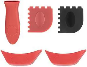 Silicone Handle Holder Compatible with Lodge Pan Handle, One Single Red Silicone Hot Handle Holder, 2 Red ASAHH41 Assist Handle Cover and 2 Grill Pan Scraper, 5 Pack Silicone Handle Holder Compatible with Lodge Pan Handle, One Single Red Silicone Hot Handle Holder, 2 Red ASAHH41 Assist Handle Cover and 2 Grill Pan Scraper, 5 Pack