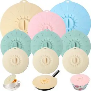 9 Pack Silicone Lids, Microwave Splatter Covers - Reusable, Heat Resistant Lids (5 Sizes) for Bowls, Cups, Plates, Pots, Pans & Skillets - Stovetop, Oven, Fridge & Dishwasher Safe 9 Pack Silicone Lids, Microwave Splatter Covers - Reusable, Heat Resistant Lids (5 Sizes) for Bowls, Cups, Plates, Pots, Pans & Skillets - Stovetop, Oven, Fridge & Dishwasher Safe