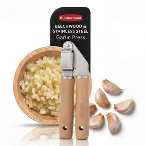 Heavy Duty Garlic Press Stainless Steel | Reinforced Beechwood Handle - Garlic Mincer & Crusher - Kitchen Tools for Garlic, Ginger & Fresh Herbs | Beechwood & Stainless Steel Collection Heavy Duty Garlic Press Stainless Steel | Reinforced Beechwood Handle - Garlic Mincer & Crusher - Kitchen Tools for Garlic, Ginger & Fresh Herbs | Beechwood & Stainless Steel Collection