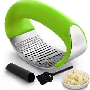 Stainless Steel Garlic Press Rocker Set with Silicone Garlic Peeler & Cleaning Brush Garlic Chopper, Mincer, Grater, Crusher Easy for Crushed Cloves Rust-Resistant, Green Stainless Steel Garlic Press Rocker Set with Silicone Garlic Peeler & Cleaning Brush Garlic Chopper, Mincer, Grater, Crusher Easy for Crushed Cloves Rust-Resistant, Green