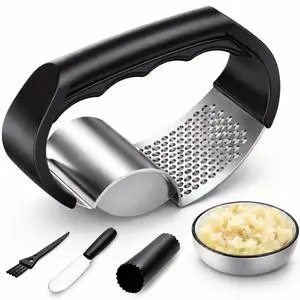 Garlic Press Rocker Stainless Steel Garlic Crusher, 2-in-1 Easy Kitchen Gadget for Effortless Smashing Garlic Press Rocker Stainless Steel Garlic Crusher, 2-in-1 Easy Kitchen Gadget for Effortless Smashing
