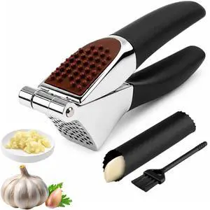 Garlic Press Set Heavy Duty Stainless Steel Garlic Mincer & Crusher with Silicone Peeler, Ginger Press & Cleaning Brush Large Chamber, Ergonomic Non-Slip Handle, No Peeling Needed Garlic Press Set Heavy Duty Stainless Steel Garlic Mincer & Crusher with Silicone Peeler, Ginger Press & Cleaning Brush Large Chamber, Ergonomic Non-Slip Handle, No Peeling Needed