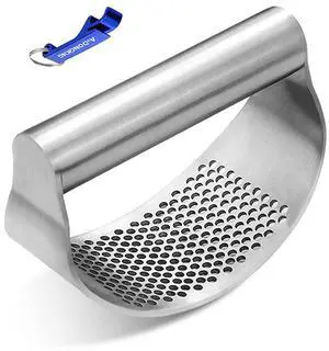 Garlic Press Rocker, Bottle Opener, Stainless Steel Garlic Crusher Chopper Squeezer Slicer Mincer Garlic Press Rocker, Bottle Opener, Stainless Steel Garlic Crusher Chopper Squeezer Slicer Mincer
