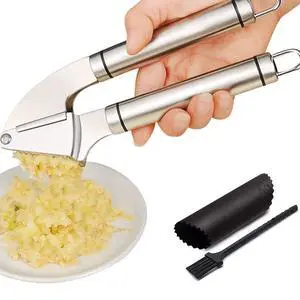 Premium Garlic Press Set - Large Capacity Stainless Steel Mincer, Crusher & Peeler, Ergonomic Design, Rust Roof, Easy Clean & Dishwasher Safe Premium Garlic Press Set - Large Capacity Stainless Steel Mincer, Crusher & Peeler, Ergonomic Design, Rust Roof, Easy Clean & Dishwasher Safe