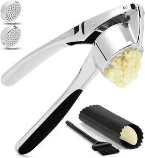Professional Garlic Mincer Tool - Easy-Squeeze, Easy-Clean with Soft, Ergonomic Handle - Silicone Garlic Peeler & Brush Professional Garlic Mincer Tool - Easy-Squeeze, Easy-Clean with Soft, Ergonomic Handle - Silicone Garlic Peeler & Brush