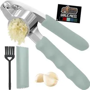 Garlic Press and Peel Set, Heavy Duty Mincer Tool, Large Ergonomic Handle, Easily Mince and Crush Garlics, Ginger, Nuts, Seeds, Peeler Included, Peeling Cloves, Kitchen Gadgets, Mint Garlic Press and Peel Set, Heavy Duty Mincer Tool, Large Ergonomic Handle, Easily Mince and Crush Garlics, Ginger, Nuts, Seeds, Peeler Included, Peeling Cloves, Kitchen Gadgets, Mint
