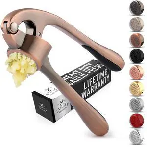 Premium Garlic Press Set - Rust Proof Professional Garlic Mincer Tool - Easy-Squeeze, Easy-Clean with Soft, Ergonomic Handle - Silicone Garlic Peeler & Brush (Copper) Premium Garlic Press Set - Rust Proof Professional Garlic Mincer Tool - Easy-Squeeze, Easy-Clean with Soft, Ergonomic Handle - Silicone Garlic Peeler & Brush (Copper)