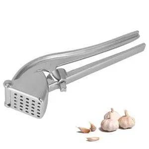Garlic Press, Aluminum Alloy Heavy-Duty Garlic Mincer Crusher, Easy Squeeze Masher Rocker Tool with Ergonomic Handle, Dishwasher Safe Kitchen Gadget Essential (Silver) Garlic Press, Aluminum Alloy Heavy-Duty Garlic Mincer Crusher, Easy Squeeze Masher Rocker Tool with Ergonomic Handle, Dishwasher Safe Kitchen Gadget Essential (Silver)