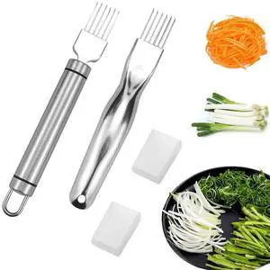 Stainless Steel Green Onion Slicer 2 PCS, Multi-Blade Kitchen Herb Cutter, Professional Scallion Shredding Tool Shred Silk The Knife, Upgrade Stainless Steel Chopped Green Onion Knife Vegetable Stainless Steel Green Onion Slicer 2 PCS, Multi-Blade Kitchen Herb Cutter, Professional Scallion Shredding Tool Shred Silk The Knife, Upgrade Stainless Steel Chopped Green Onion Knife Vegetable