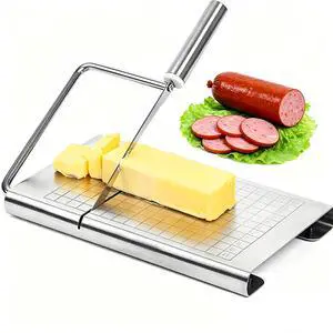 Cheese Slicer,Stainless Steel Cheese Slicer & Wire Cutter Adjustable Thickness Board for Block Cheese, Butter, and Food Cutting, Heavy Duty Cheese Slicer,Stainless Steel Cheese Slicer & Wire Cutter Adjustable Thickness Board for Block Cheese, Butter, and Food Cutting, Heavy Duty