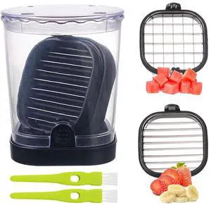 2-in-1 Detachable Fruit Slicer & Dicer, Stainless Steel Strawberry Slicer with Lid, Fruit Cutter with Push Plate for Banana Egg, Creative Cup Slicer, Must Have Vegetable Cutter Kitchen Gadget 2-in-1 Detachable Fruit Slicer & Dicer, Stainless Steel Strawberry Slicer with Lid, Fruit Cutter with Push Plate for Banana Egg, Creative Cup Slicer, Must Have Vegetable Cutter Kitchen Gadget