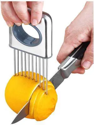 Lemon slicer fruit splitter onion cut stainless steel ultra-thin household cutting vegetables auxiliary tools kitchen accessorie (Silver) Lemon slicer fruit splitter onion cut stainless steel ultra-thin household cutting vegetables auxiliary tools kitchen accessorie (Silver)