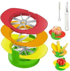 Fruit Cutter Slicer, 4 in 1 Apple Slicer with Peeler & Cleaning Brush Fruit Cutter Slicer, 4 in 1 Apple Slicer with Peeler & Cleaning Brush